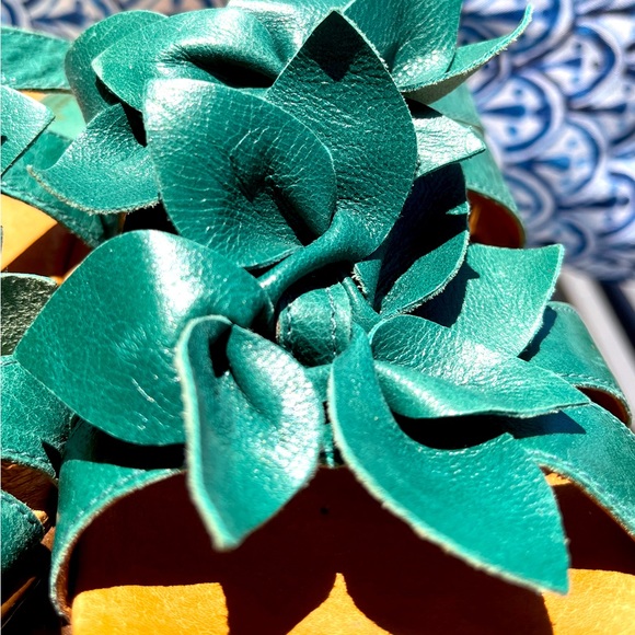 A Spring in Your Step!  CLARKS (NWOT, Sz 8) Sea Green Wedge Platform Sandals - Picture 2 of 7